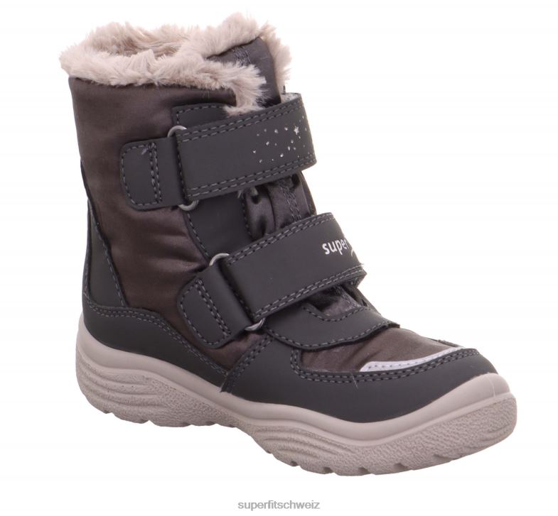 Kleinkinder Stiefel 44B2D715 Superfit Kristall - Stiefel mit Klettverschluss grau/beige
