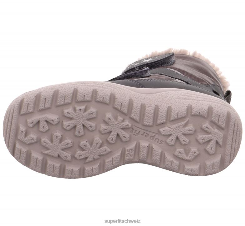 Kleinkinder Stiefel 44B2D715 Superfit Kristall - Stiefel mit Klettverschluss grau/beige