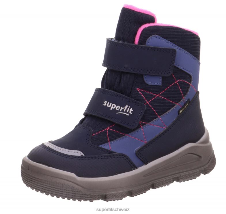 Kleinkinder Stiefel 44B2D718 Superfit Mars - Stiefel mit Klettverschluss Blau Rosa