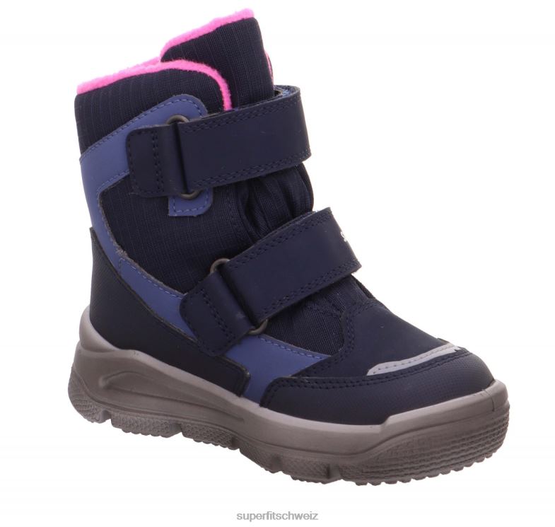 Kleinkinder Stiefel 44B2D718 Superfit Mars - Stiefel mit Klettverschluss Blau Rosa