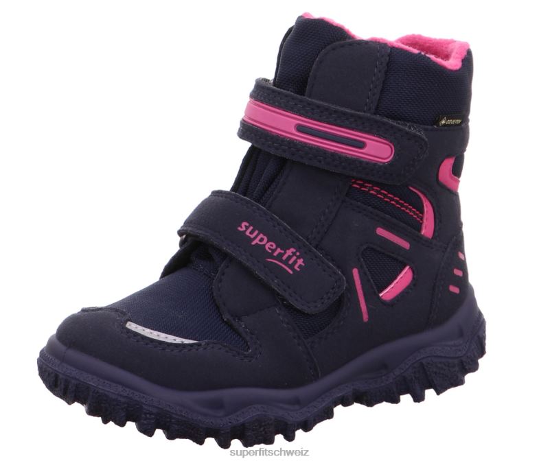 Kleinkinder Stiefel 44B2D722 Superfit Husky - Stiefel mit Klettverschluss Blau Rosa