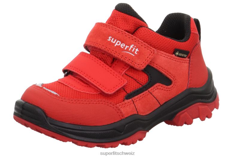 Kleinkinder Stiefel 44B2D726 Superfit Jupiter – Sneaker Low mit Klettverschluss rot schwarz