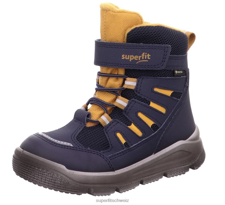 Kleinkinder Stiefel 44B2D739 Superfit Mars - Stiefel mit Klettverschluss Blau Gelb