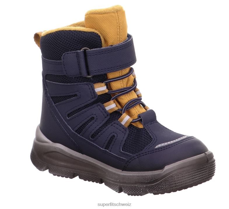 Kleinkinder Stiefel 44B2D739 Superfit Mars - Stiefel mit Klettverschluss Blau Gelb