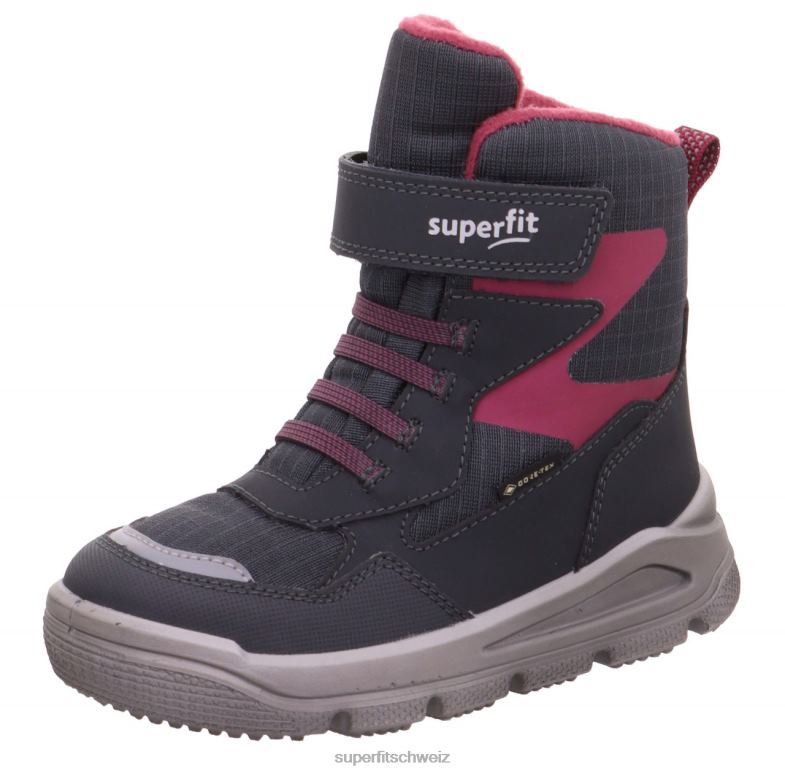 Kleinkinder Stiefel 44B2D752 Superfit Mars - Stiefel mit Klettverschluss grau/rot