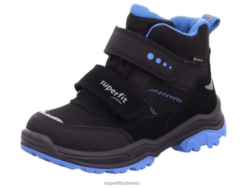 Kleinkinder Stiefel 44B2D766 Superfit Jupiter - Stiefel mit Klettverschluss schwarz/hellblau