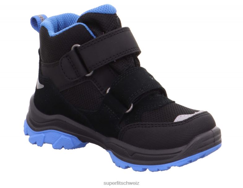 Kleinkinder Stiefel 44B2D766 Superfit Jupiter - Stiefel mit Klettverschluss schwarz/hellblau