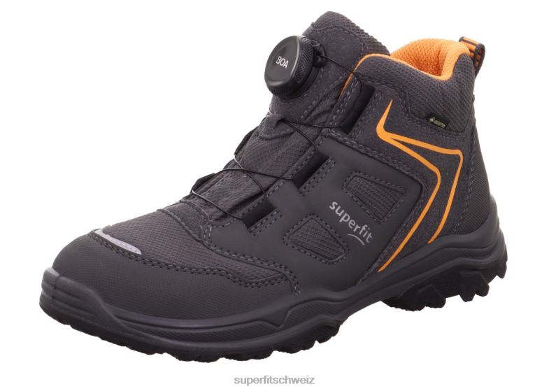 Kleinkinder Stiefel 44B2D901 Superfit Jupiter – Stiefel mit Boa-Fit-System grau/orange