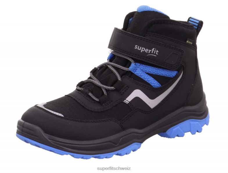 Kleinkinder Stiefel 44B2D904 Superfit Jupiter - Stiefel mit Klettverschluss schwarz/hellblau